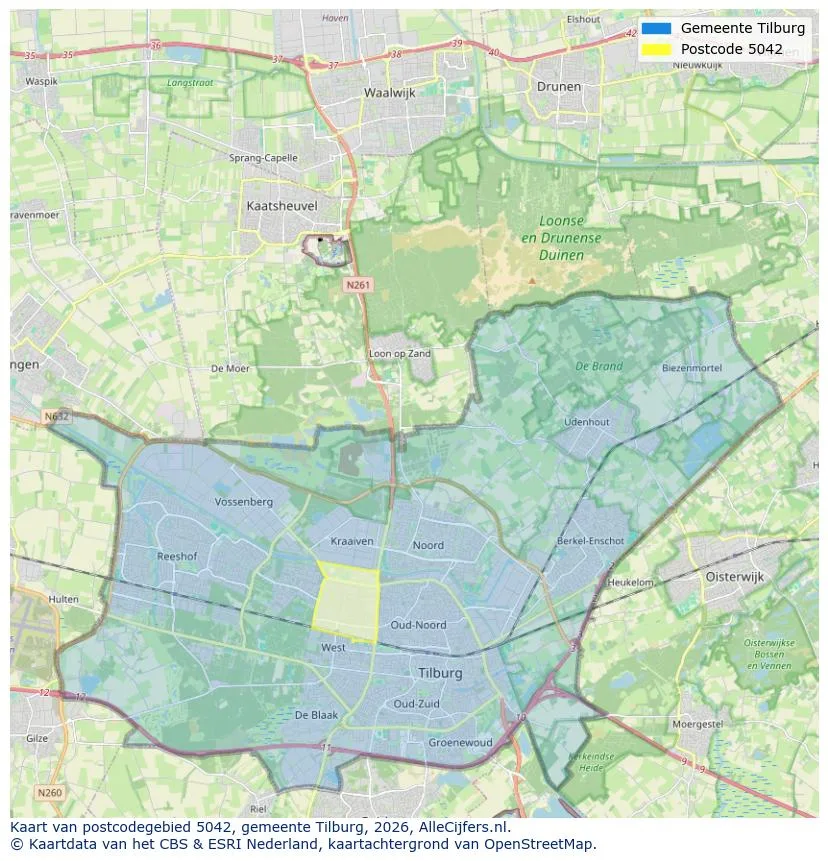 Postcodekaart voor 5042