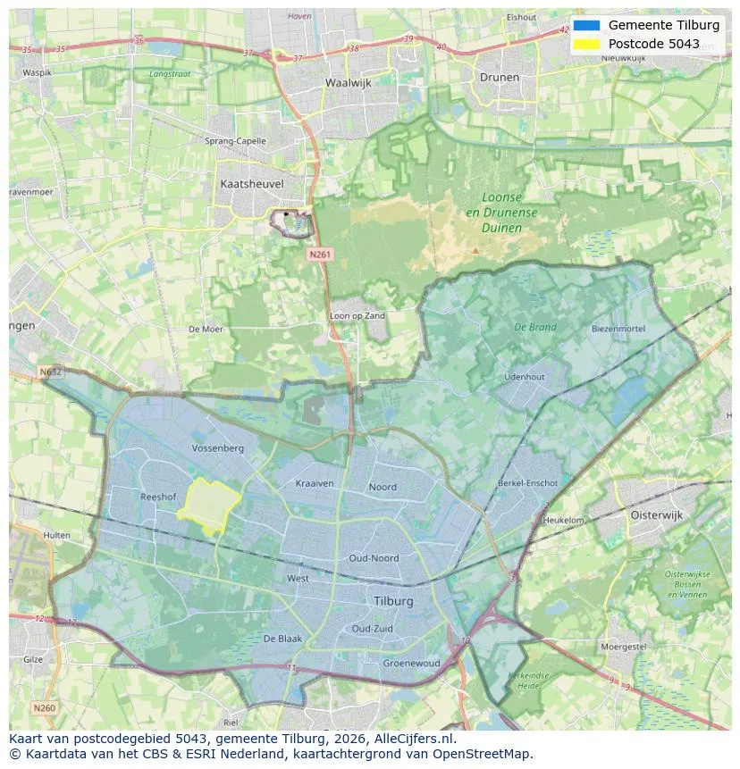 Postcodekaart voor 5043