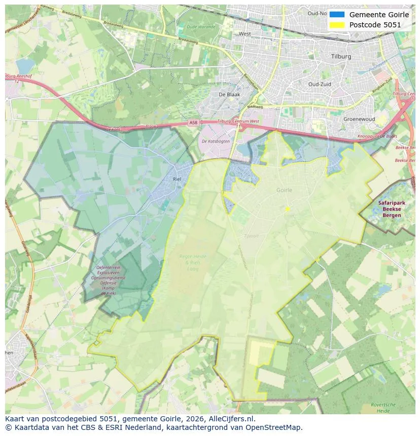 Postcodekaart voor 5051