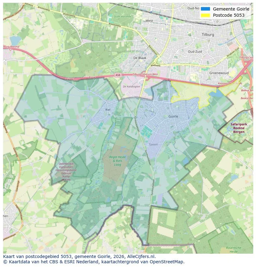 Postcodekaart voor 5053
