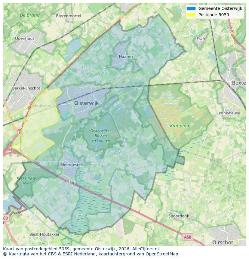 Postcodekaart voor 5059