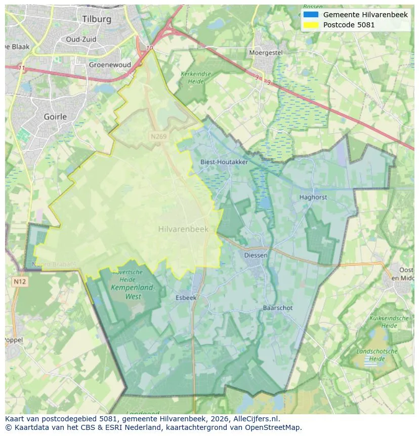 Mapa de códigos postales para 5081