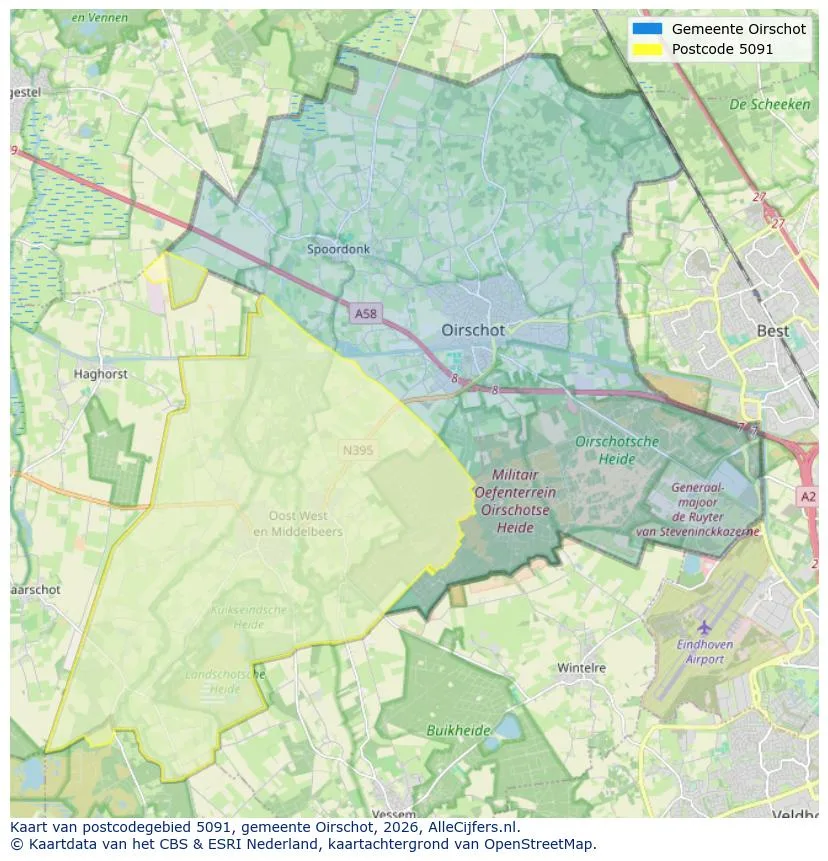Postcodekaart voor 5091