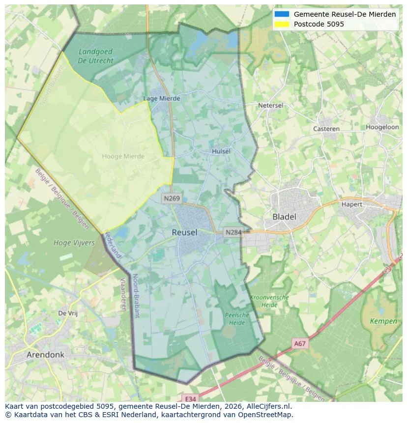 Postcodekaart voor 5095