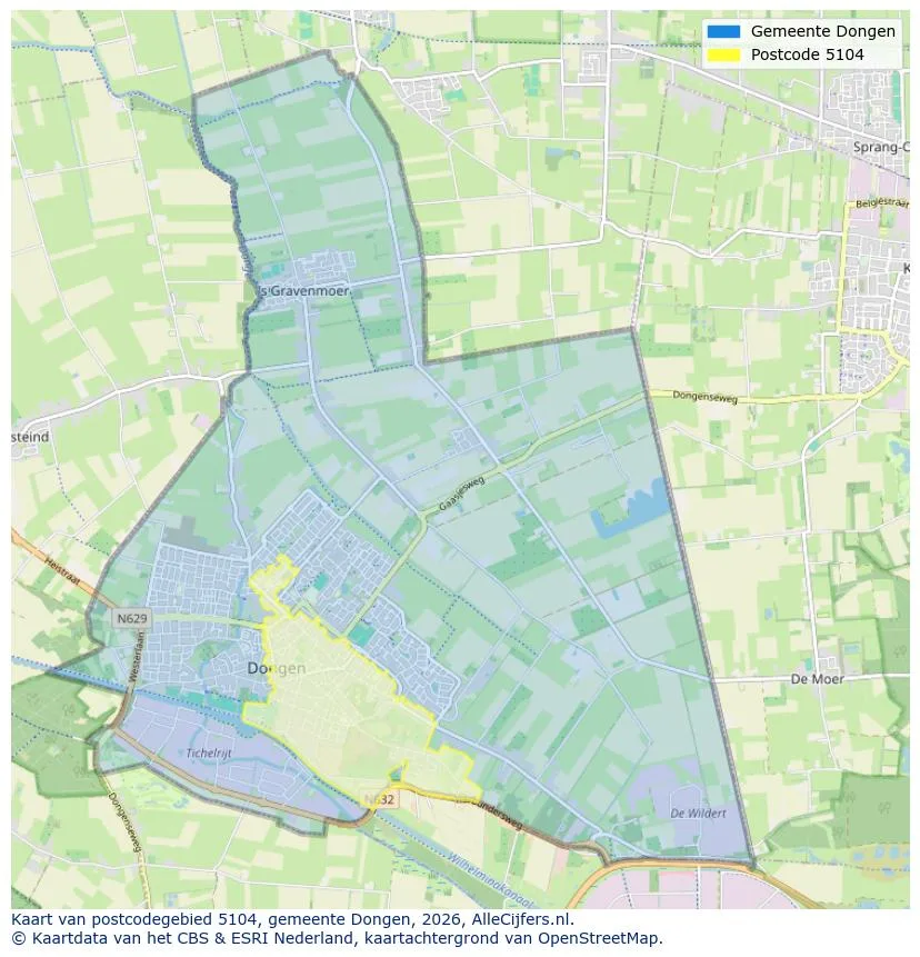 Postcodekaart voor 5104
