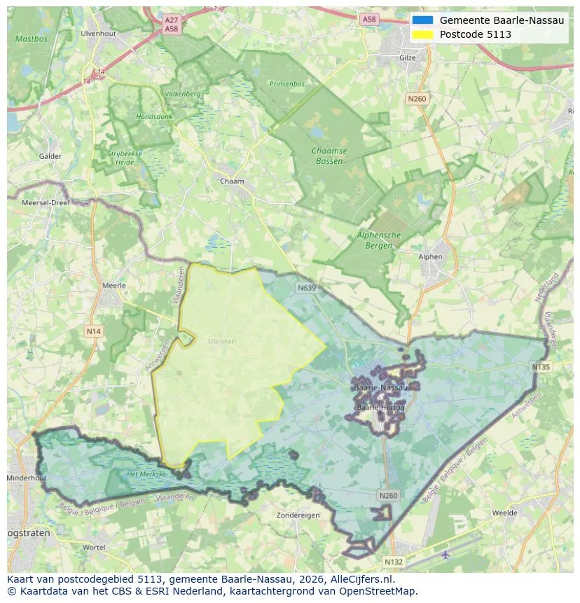 Mapa de códigos postales para 5113