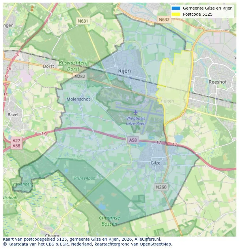Postcodekaart voor 5125