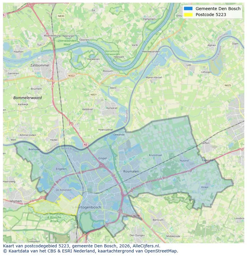 Postcodekaart voor 5223