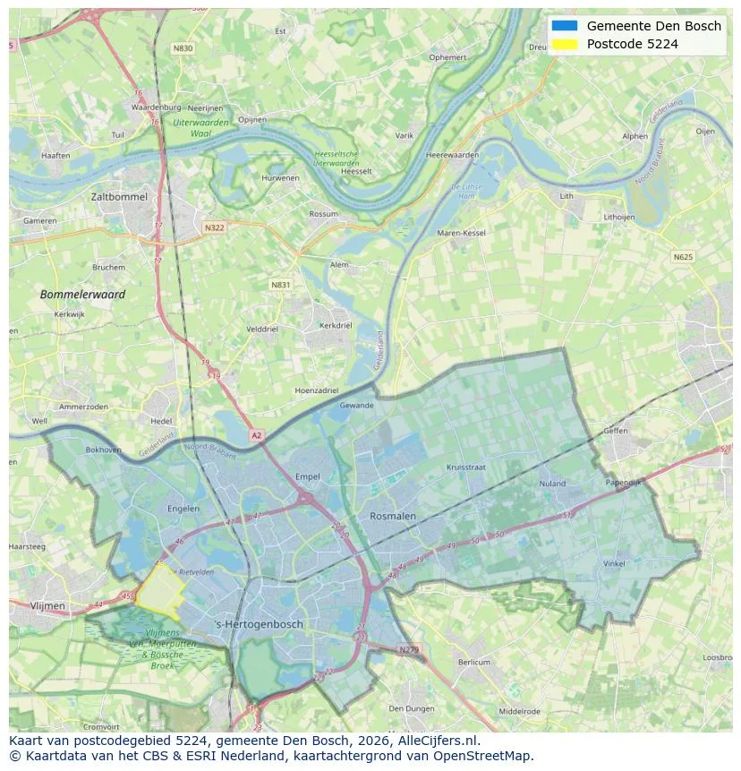 Postcodekaart voor 5224