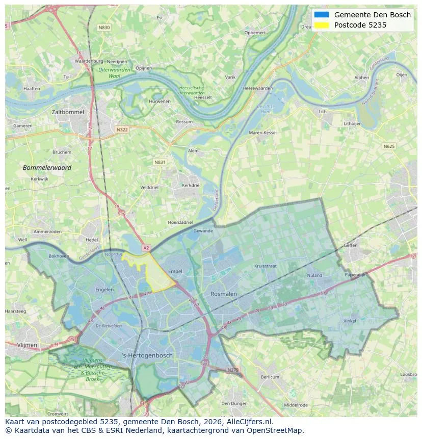 Postcodekaart voor 5235