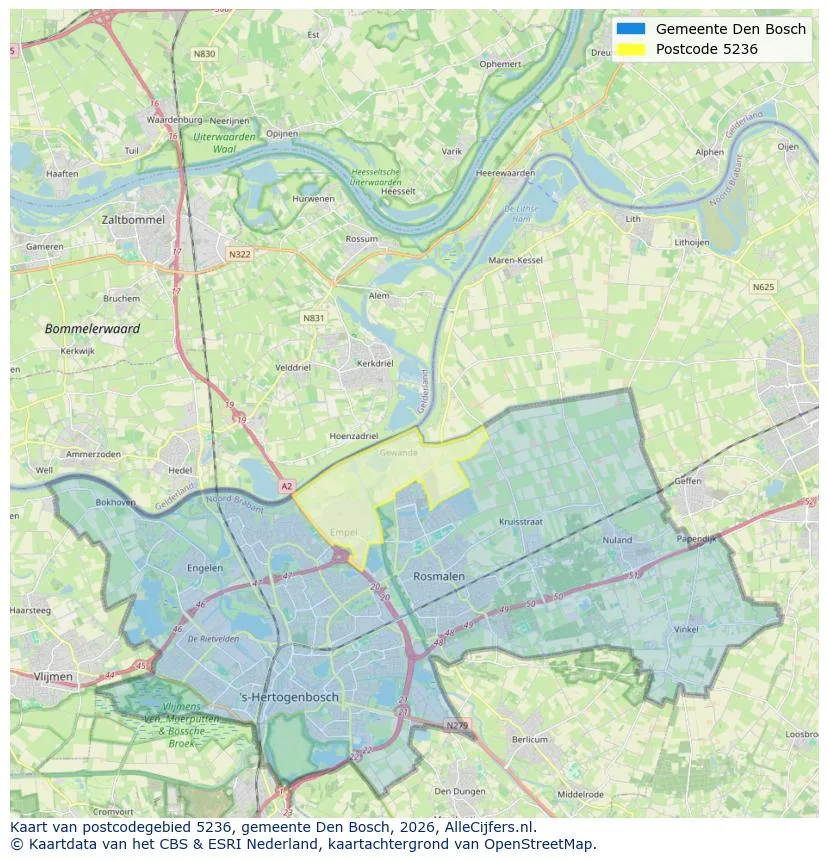 Postcode map for 5236