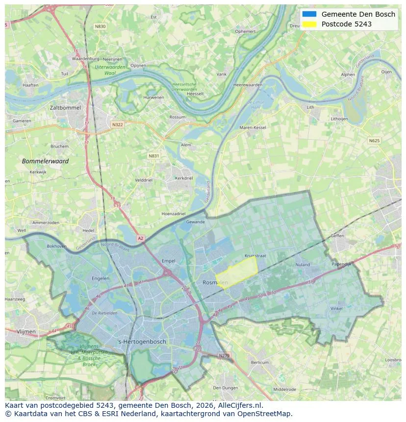 Postcodekaart voor 5243