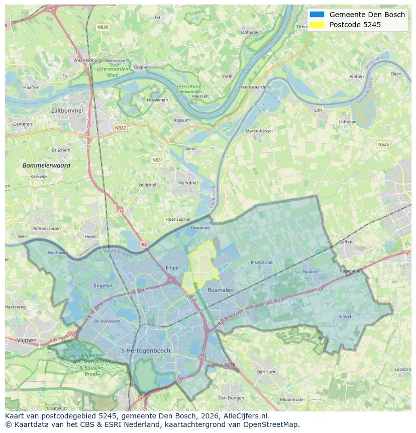 Postcodekaart voor 5245