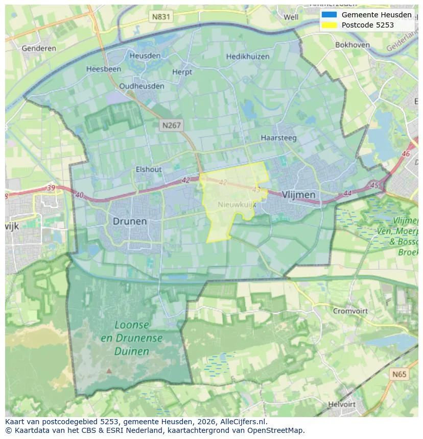 Postcodekaart voor 5253