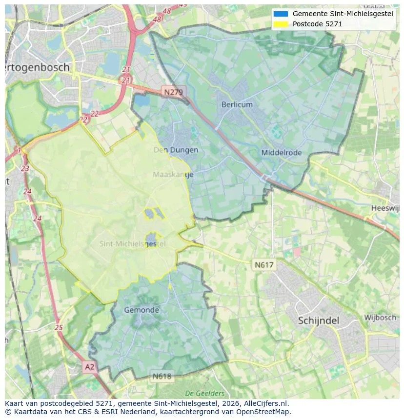 Postcodekaart voor 5271