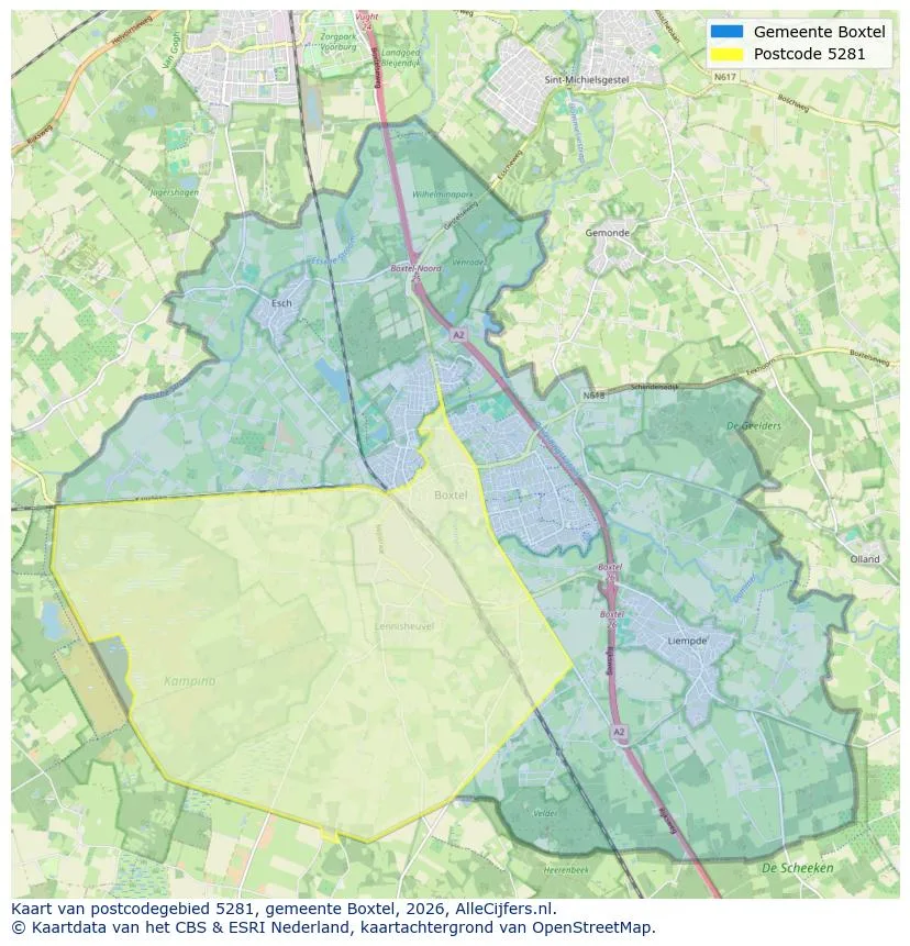 Postcodekaart voor 5281