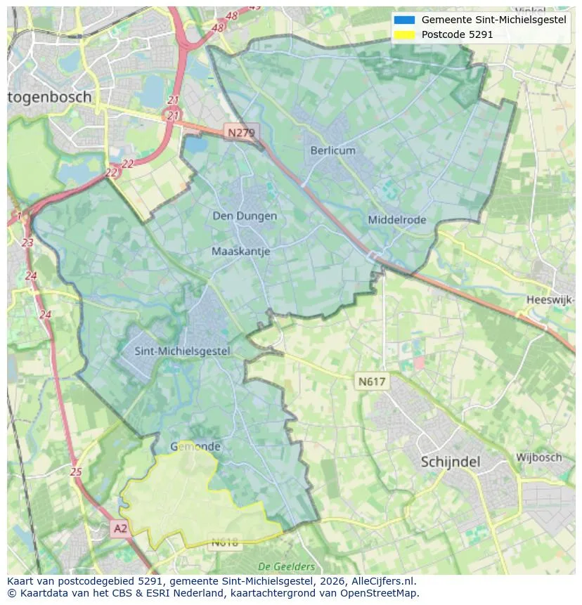Mapa de códigos postales para 5291