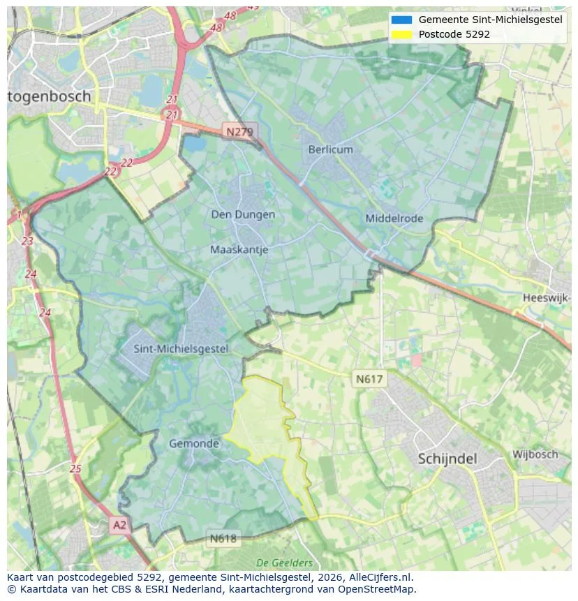 Mapa de códigos postales para 5292