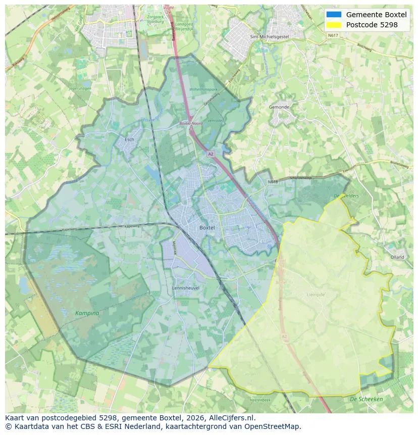 Mapa de códigos postales para 5298