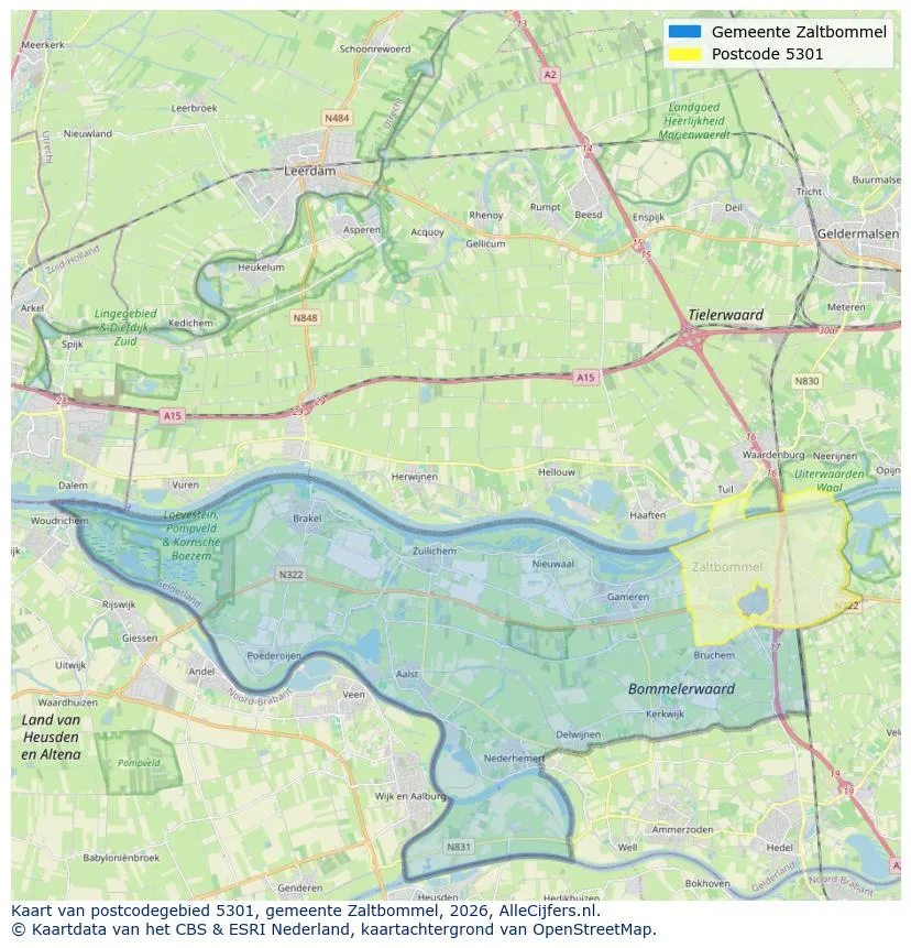 Postcodekaart voor 5301