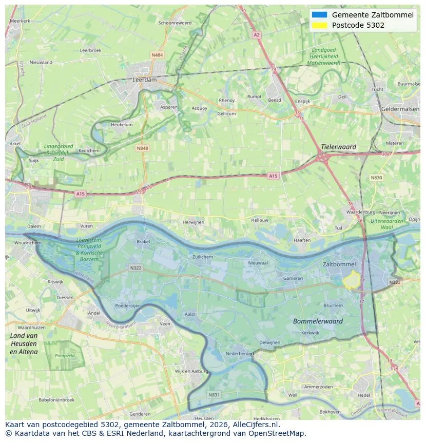 Postcodekaart voor 5302