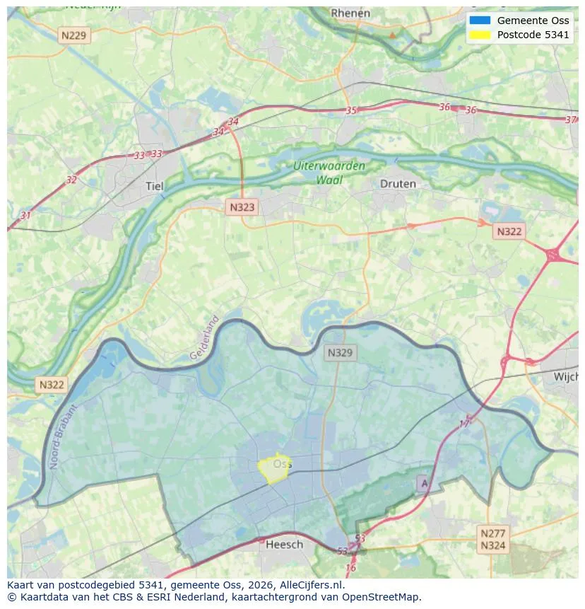Postcodekaart voor 5341