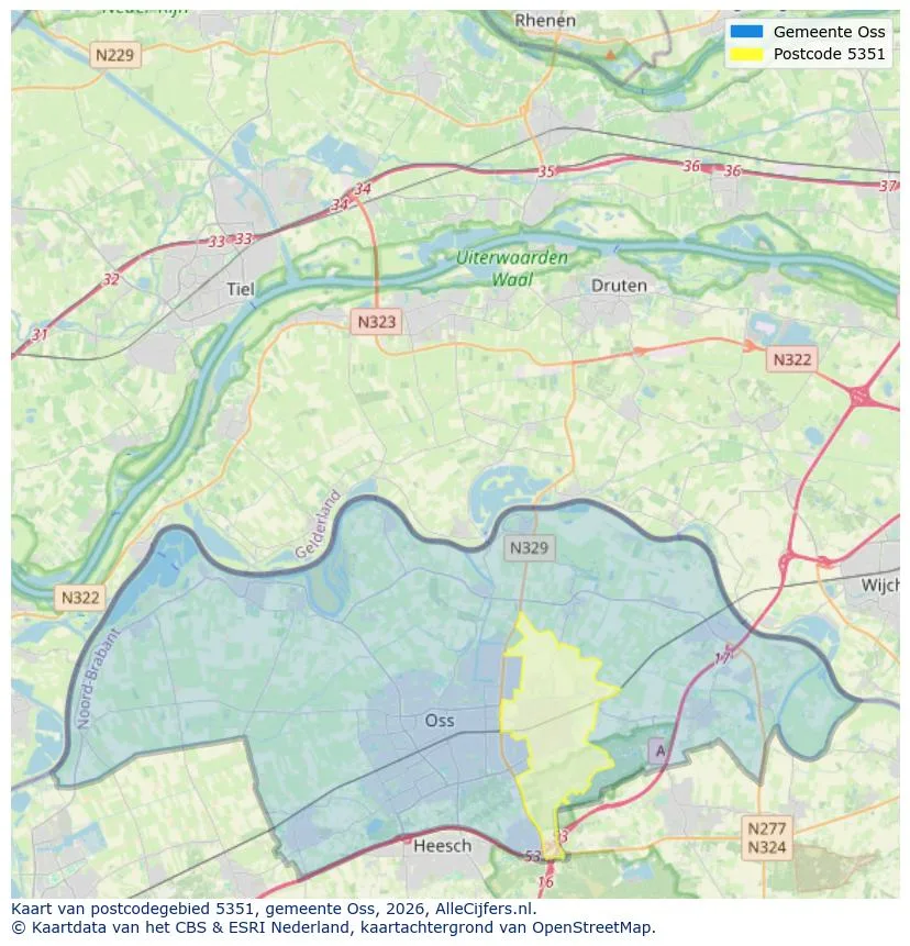 Postcodekaart voor 5351