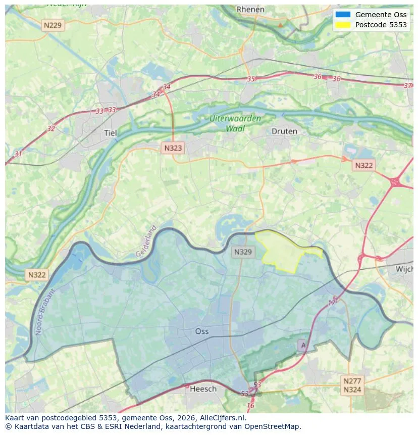 Postcodekaart voor 5353