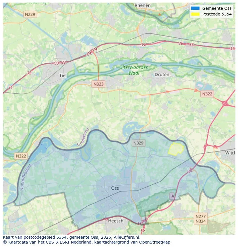 Postcodekaart voor 5354