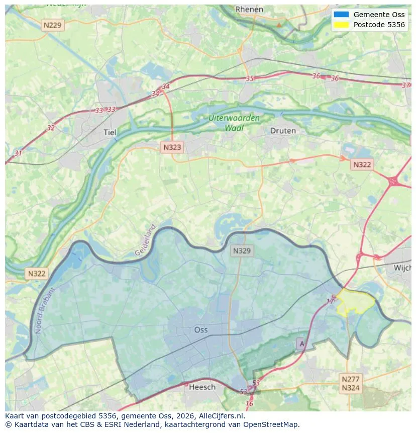 Postcodekaart voor 5356