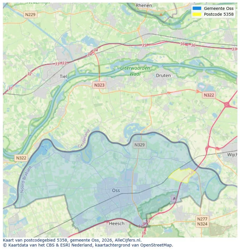 Postcodekaart voor 5358