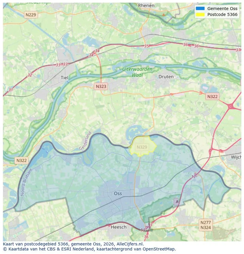 Postcodekaart voor 5366