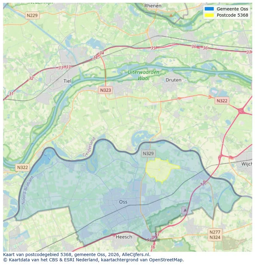 Postcodekaart voor 5368