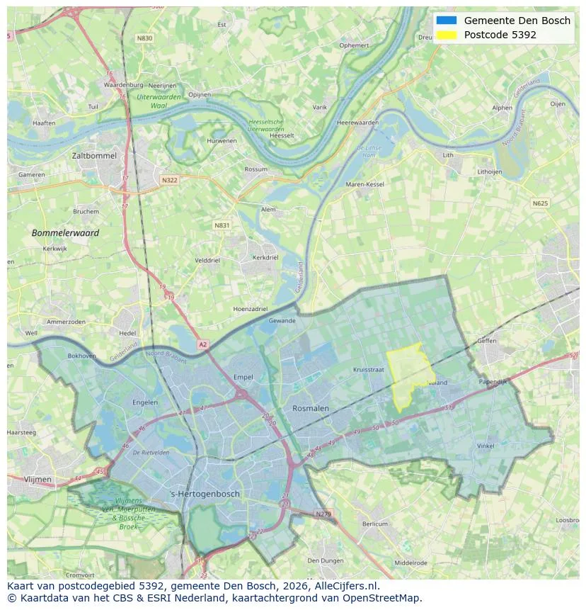 Postcodekaart voor 5392