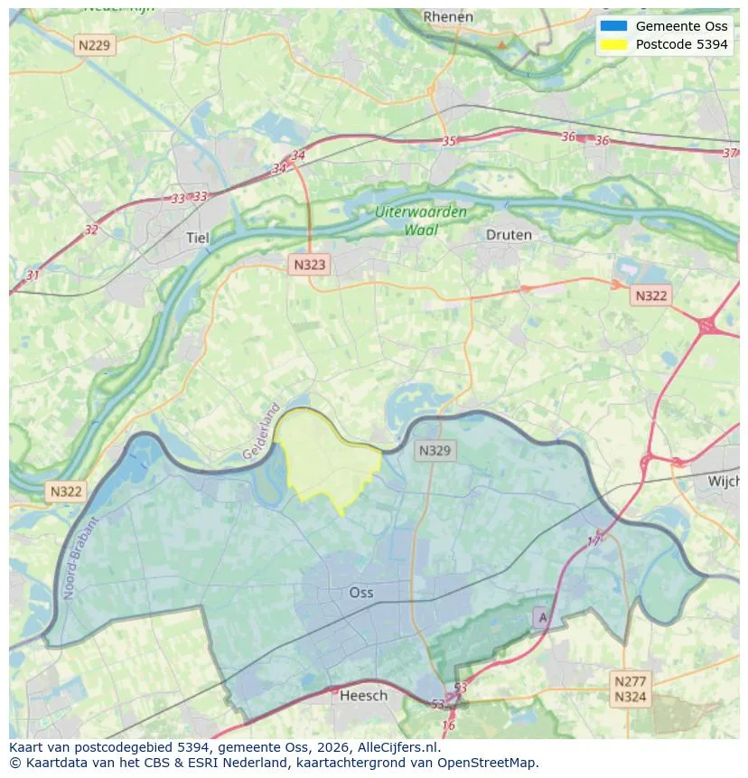 Mapa de códigos postales para 5394