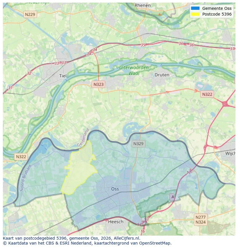Postcodekaart voor 5396