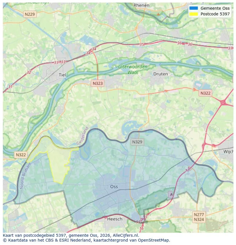 Postcodekaart voor 5397