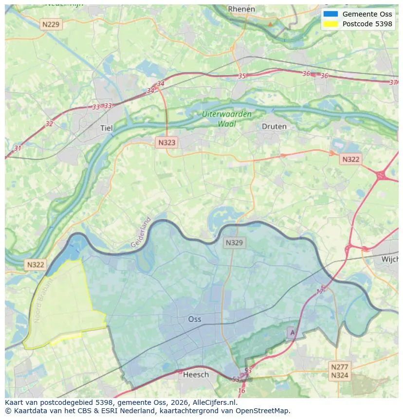 Postcodekaart voor 5398