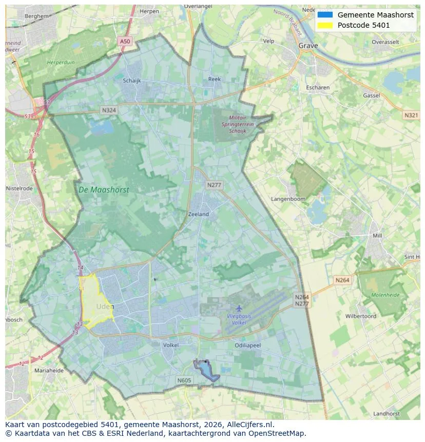 Postcodekaart voor 5401