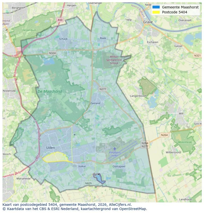 Postcodekaart voor 5404