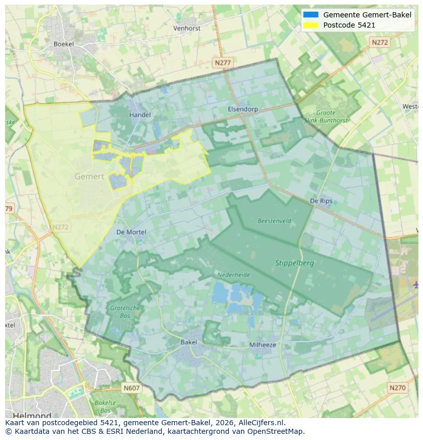 Mapa de códigos postales para 5421