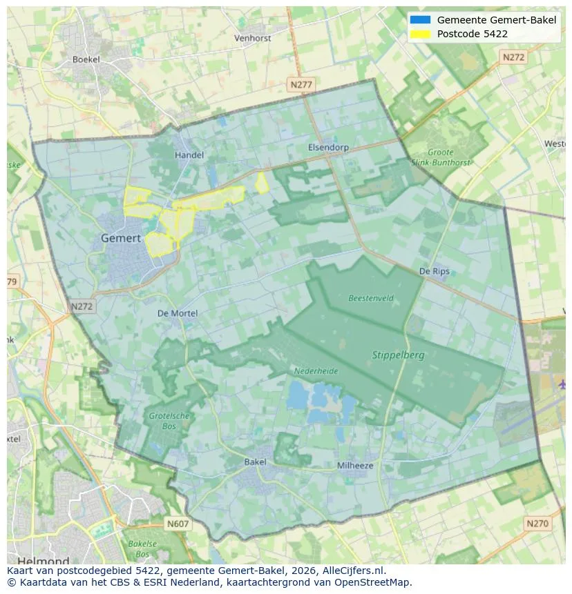 Mapa de códigos postales para 5422