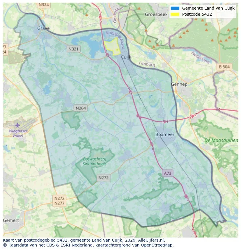 Postcode map for 5432