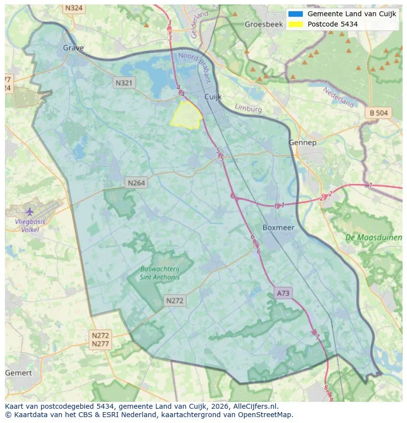 Postcodekaart voor 5434
