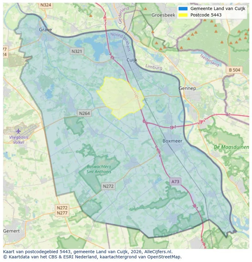 Mapa de códigos postales para 5443