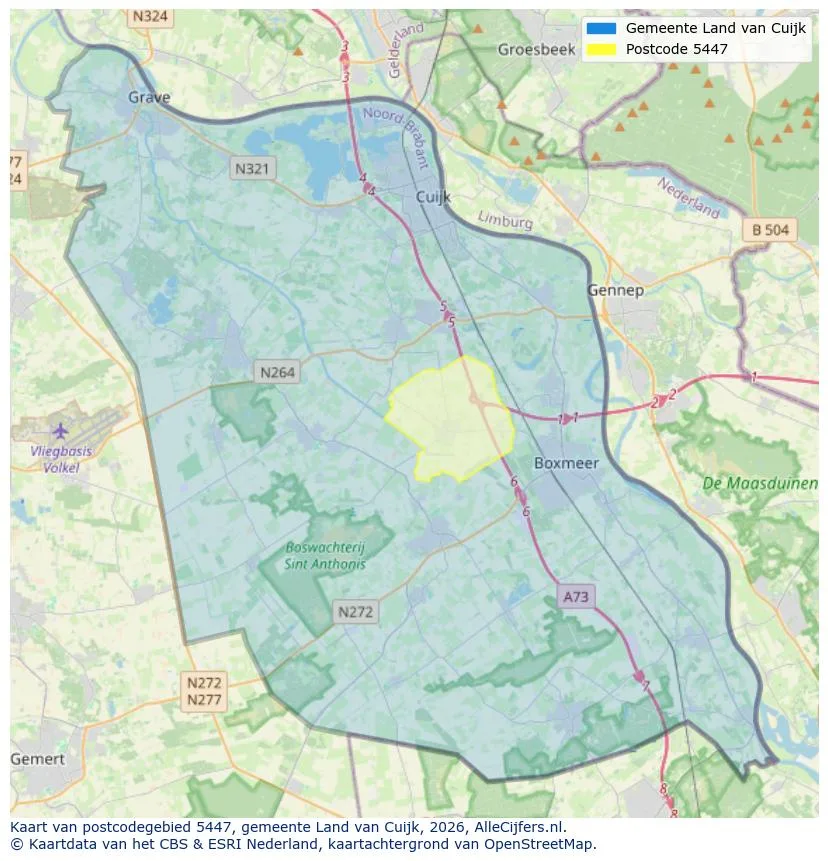 Postcodekaart voor 5447