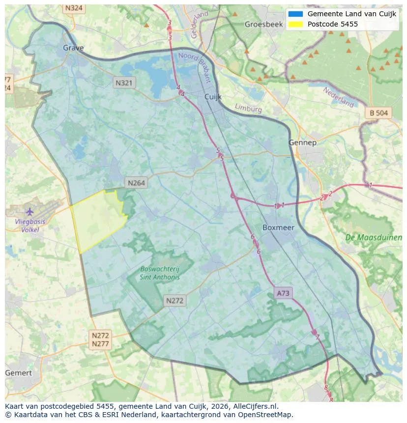 Postcodekaart voor 5455