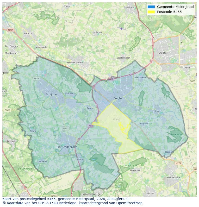 Postcodekaart voor 5465