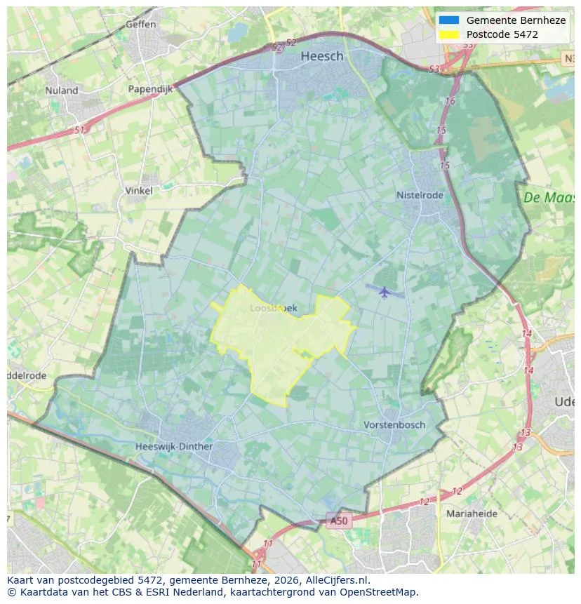 Postcodekaart voor 5472