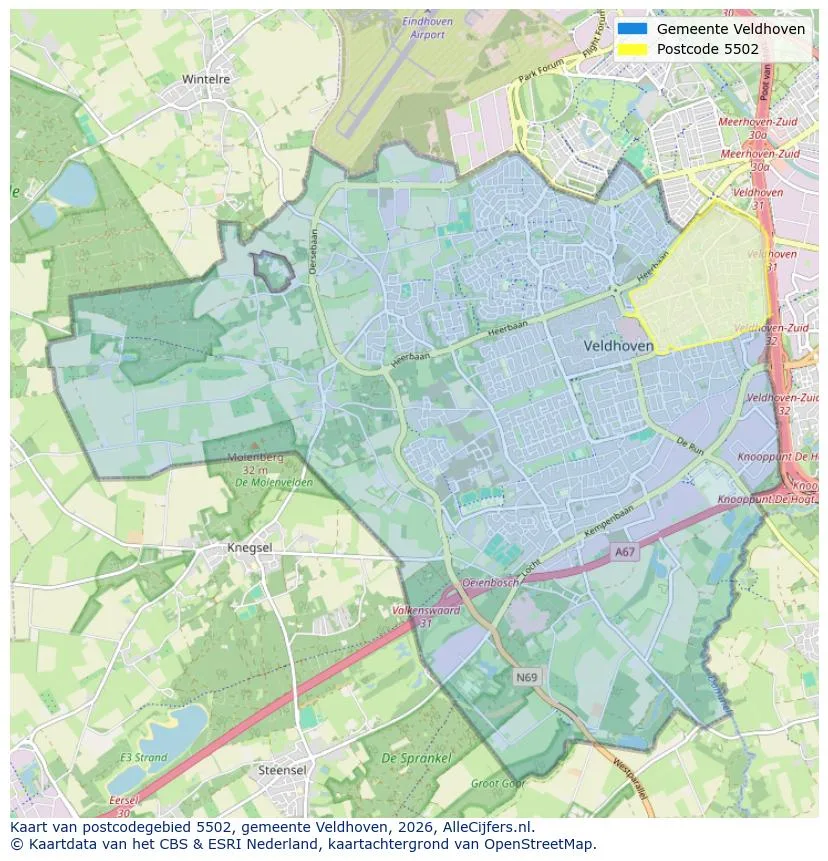 Postcodekaart voor 5502